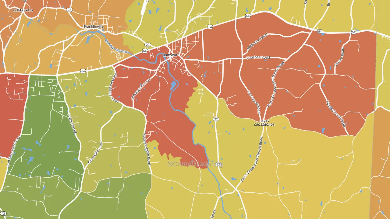 Ramseur, NC Map of Vandalism Rates