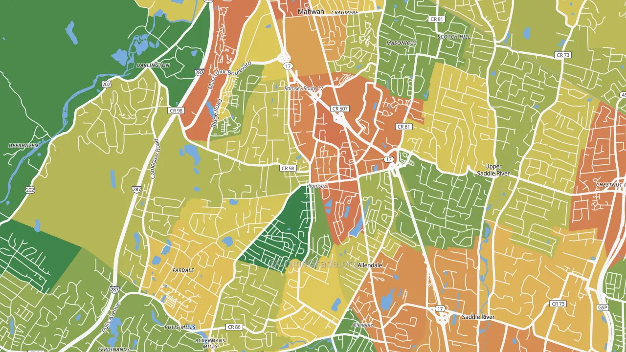 Ramsey, NJ Map of Vandalism Rates
