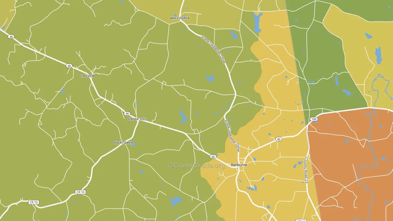 Ranburne, AL Map of Vandalism Rates