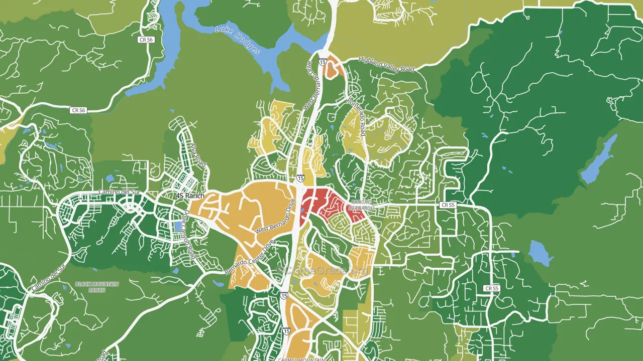 Rancho Bernadino, San Diego, CA Map of Vandalism Rates