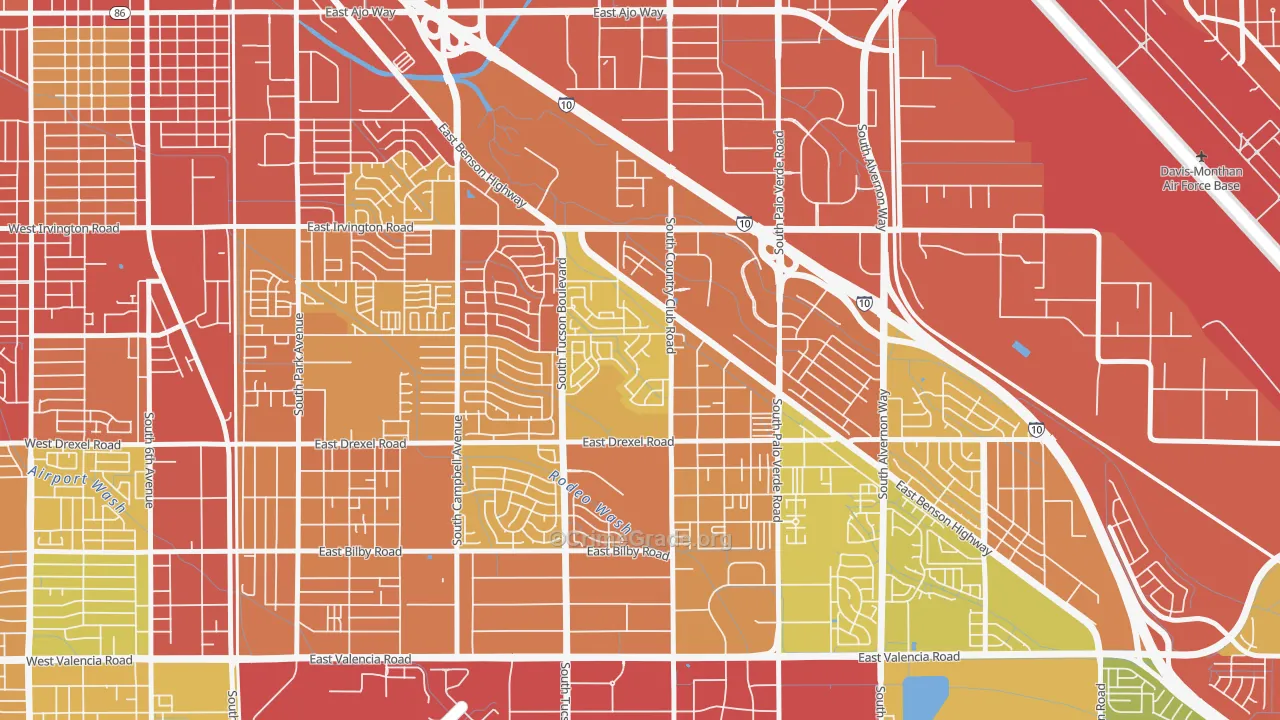 Rancho Buena, Tucson, AZ Map of Vandalism Rates
