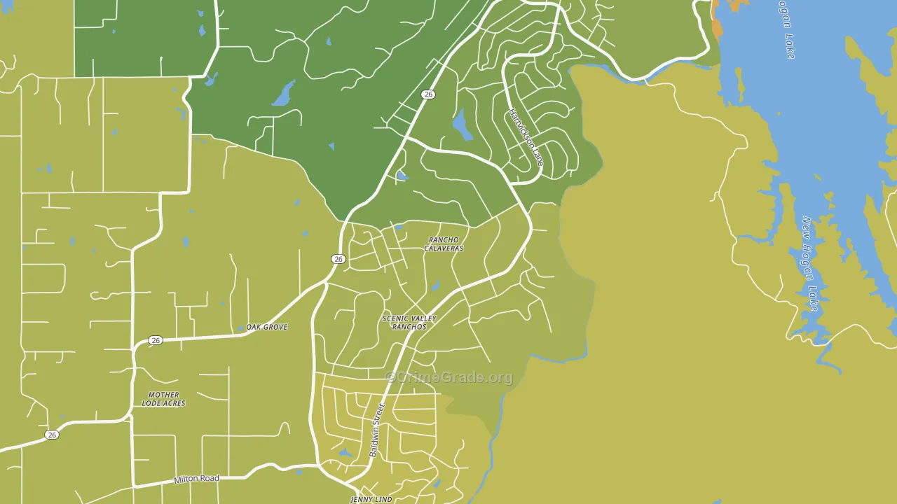 Rancho Calaveras, CA Map of Vandalism Rates