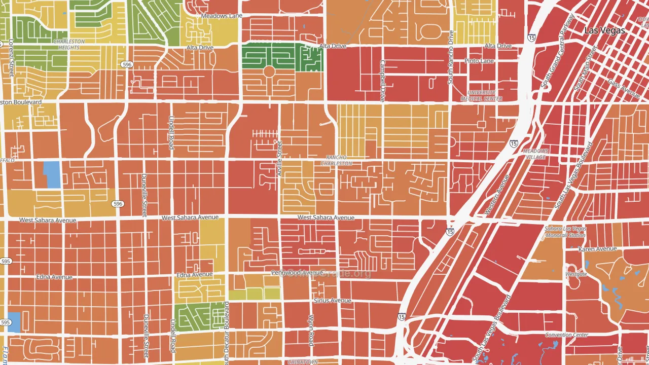 Rancho Charleston, Las Vegas, NV Map of Vandalism Rates