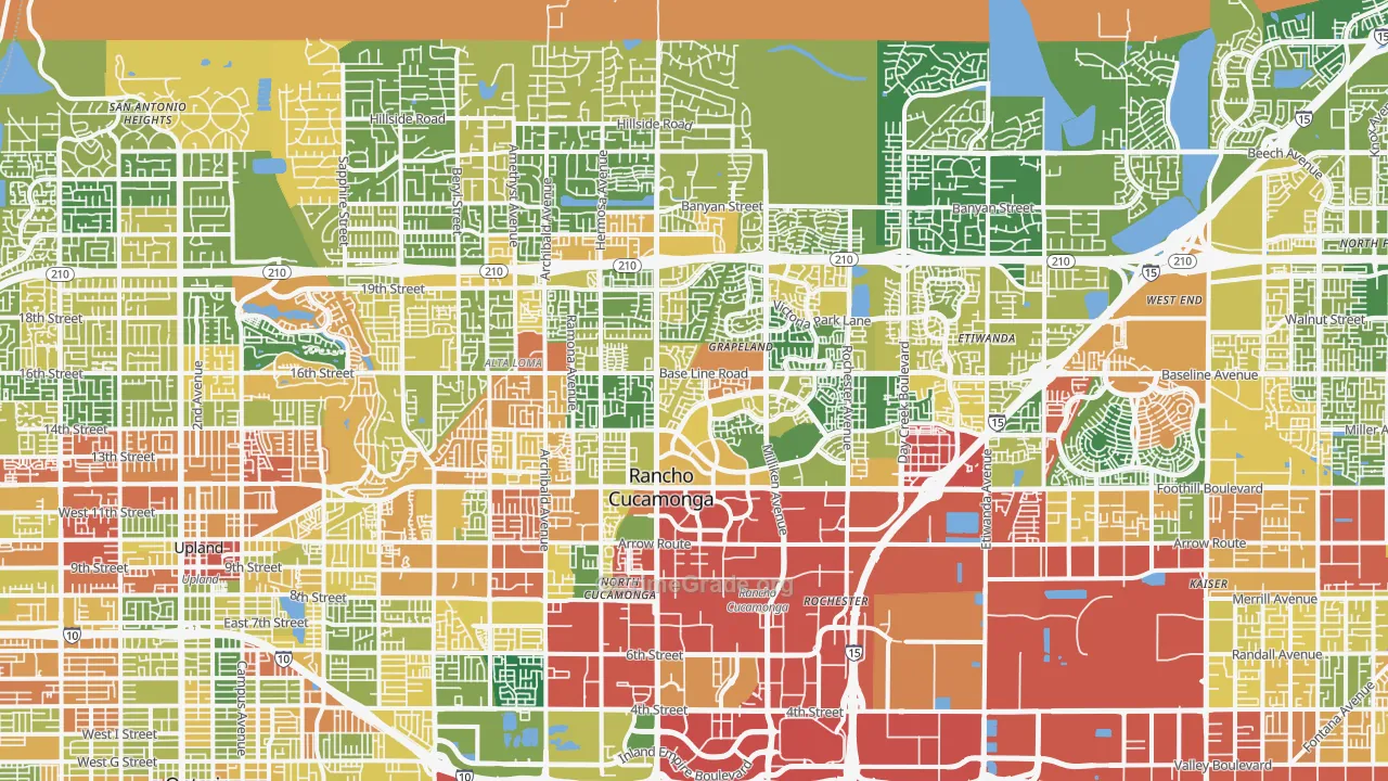 Rancho Cucamonga, CA Map of Vandalism Rates