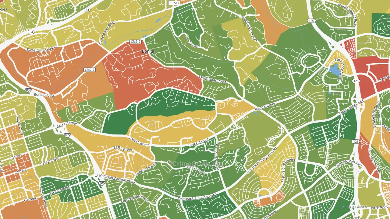 Rancho del Rey, Chula Vista, CA Map of Vandalism Rates