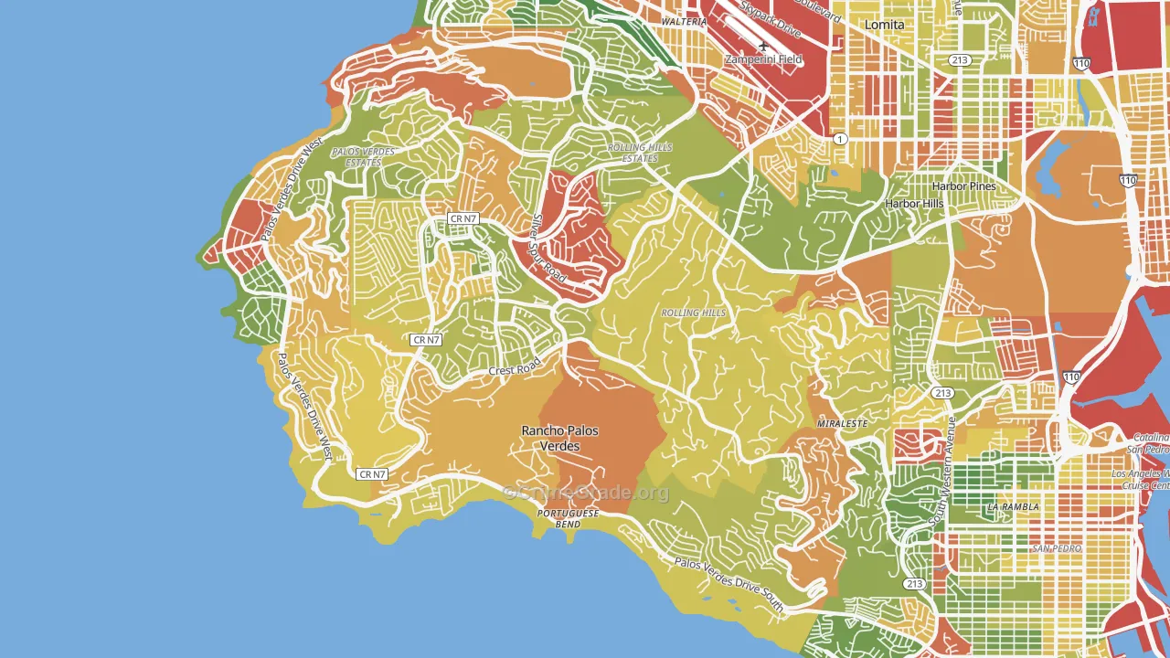 Rancho Palos Verdes, CA Map of Vandalism Rates