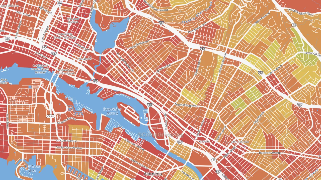 Rancho San Antonio, Oakland, CA Map of Vandalism Rates