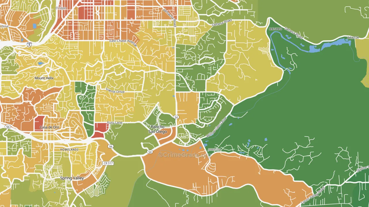 Rancho San Diego, CA Map of Vandalism Rates
