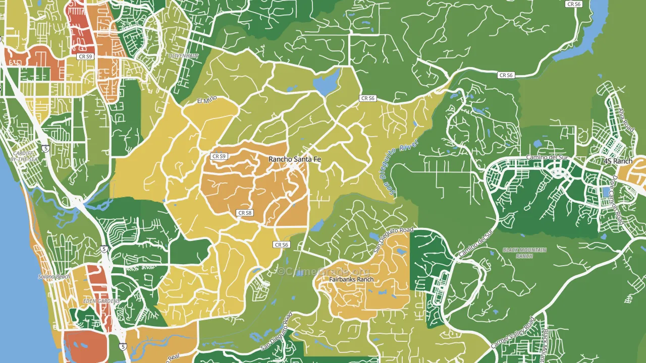 Rancho Santa Fe, CA Map of Vandalism Rates