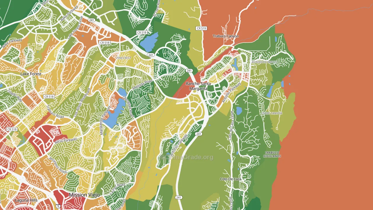 Rancho Santa Margarita, CA Map of Vandalism Rates