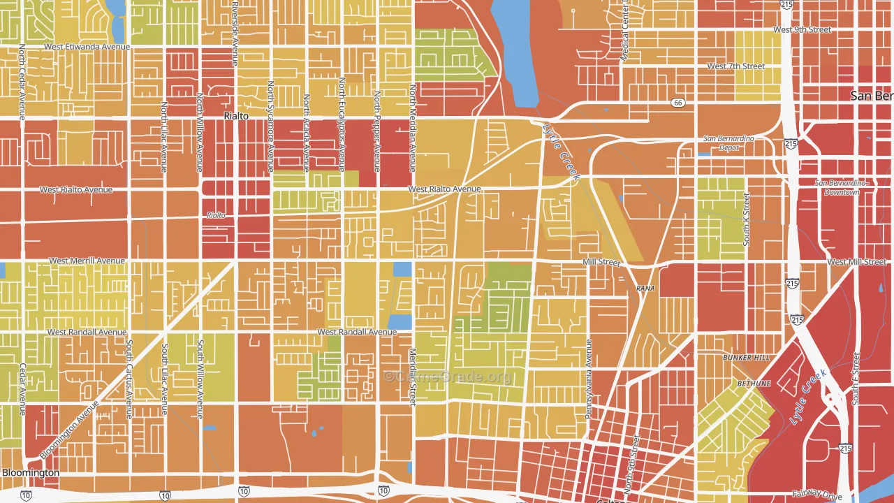 Rancho West, San Bernardino, CA Map of Vandalism Rates