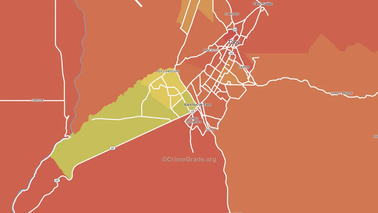 Ranchos de Taos, NM Map of Vandalism Rates