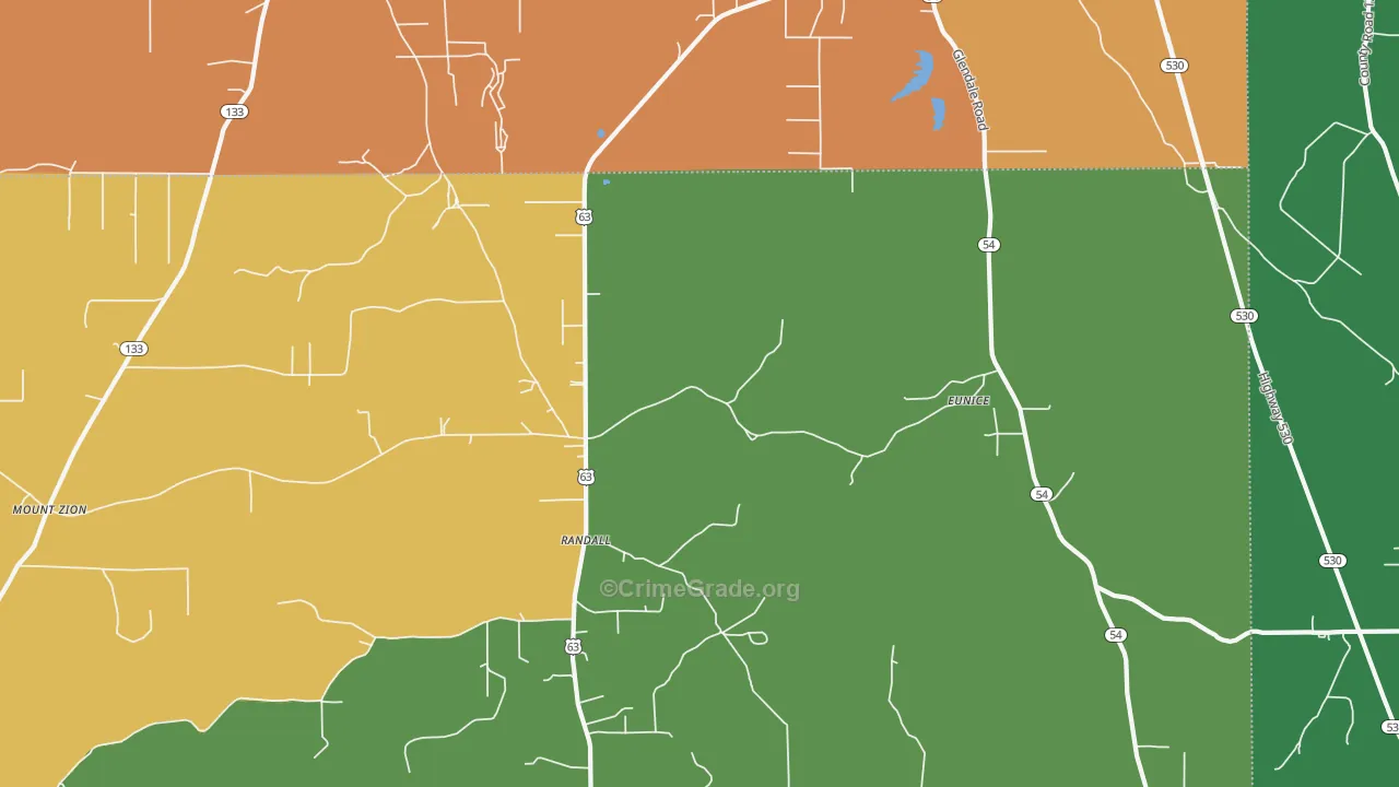 Randall, AR Map of Vandalism Rates