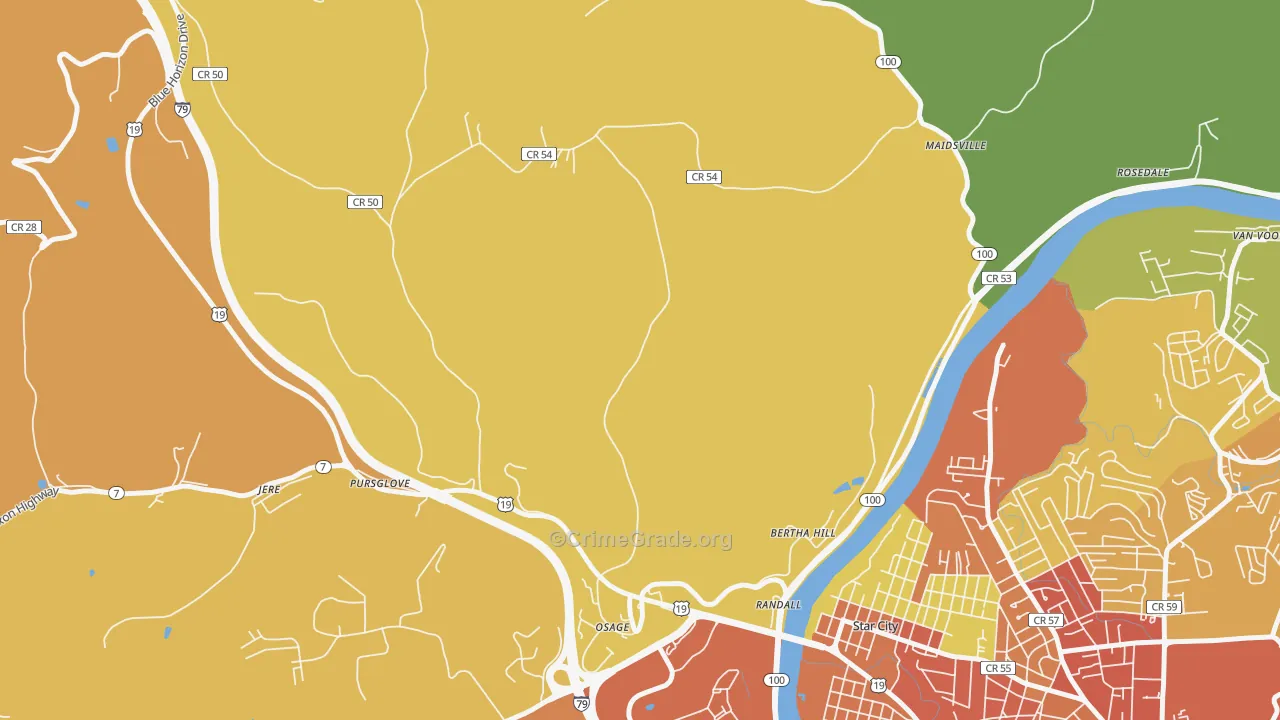Randall, WV Map of Vandalism Rates