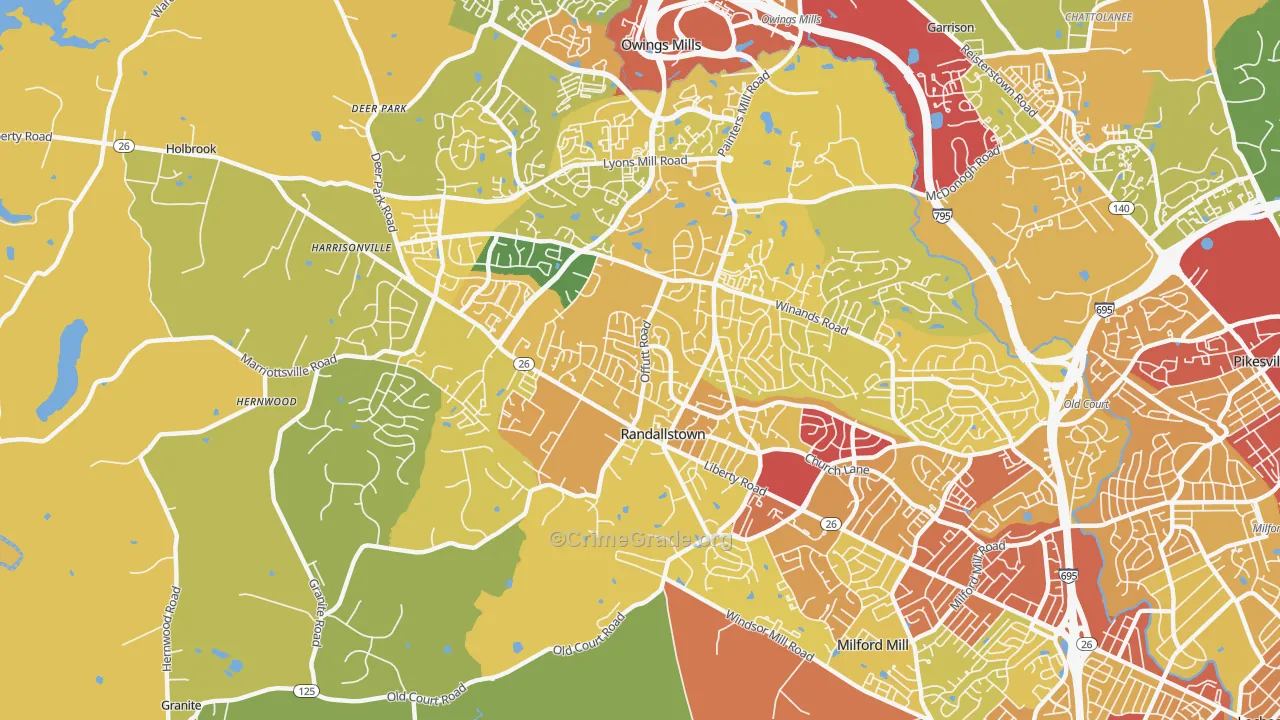 Randallstown, MD Map of Vandalism Rates