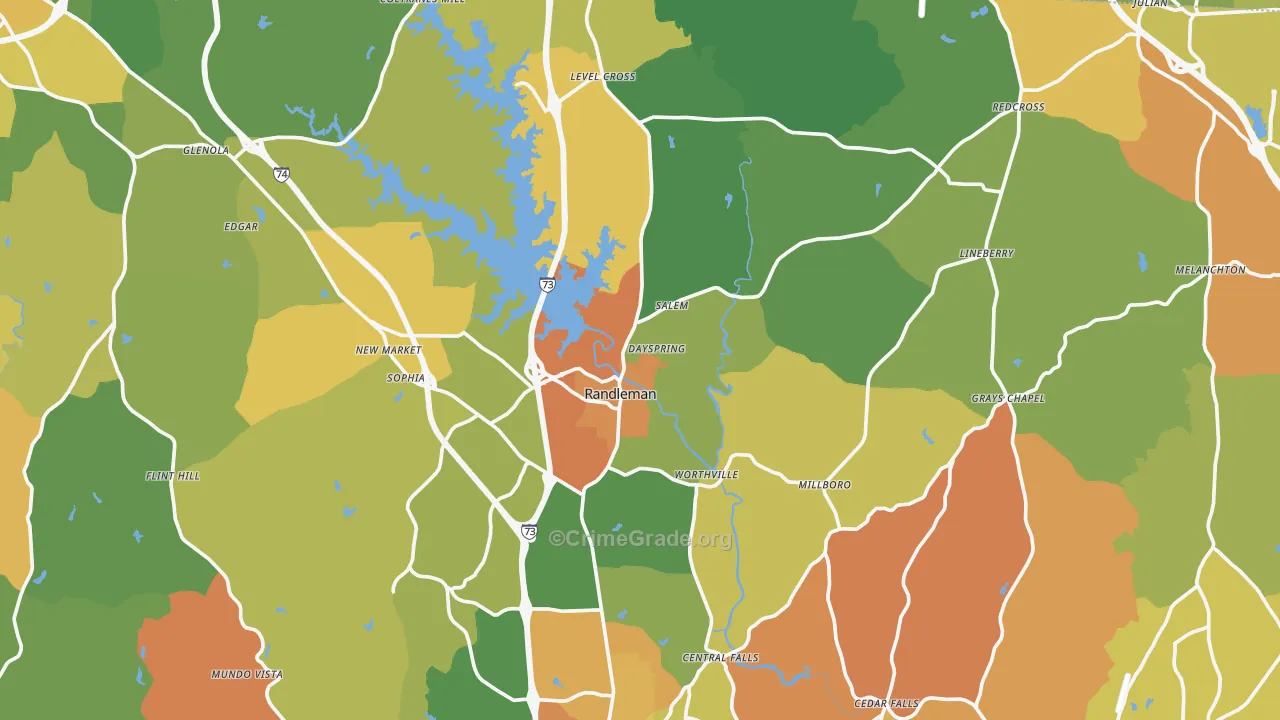 Randleman, NC Map of Vandalism Rates