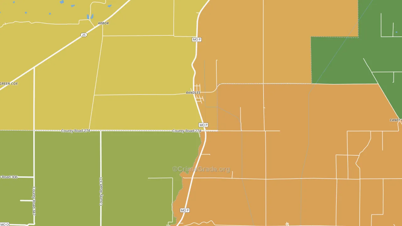 Randles, MO Map of Vandalism Rates