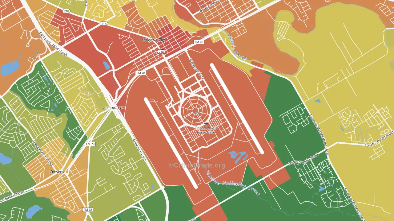 Randolph AFB, TX Map of Vandalism Rates