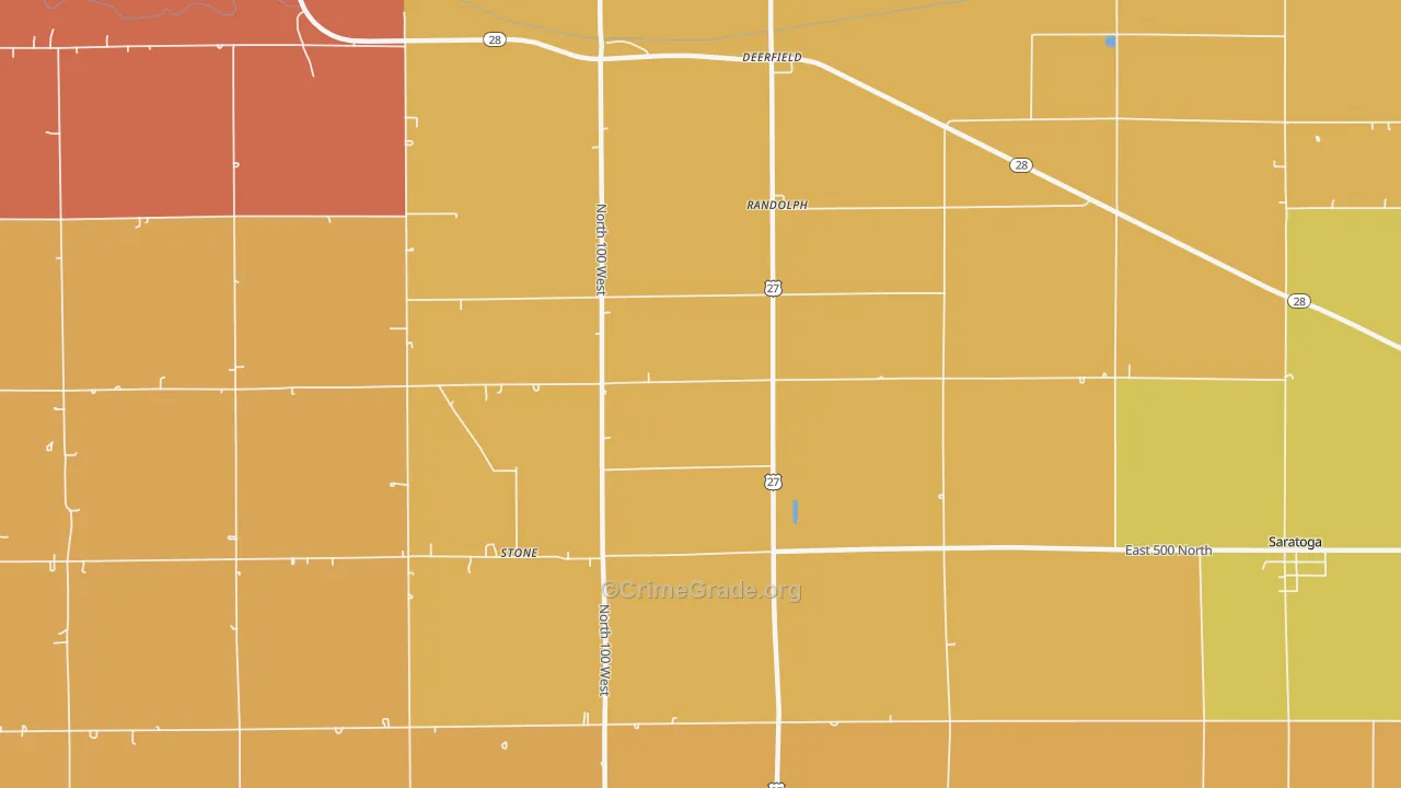 Randolph, IN Map of Vandalism Rates