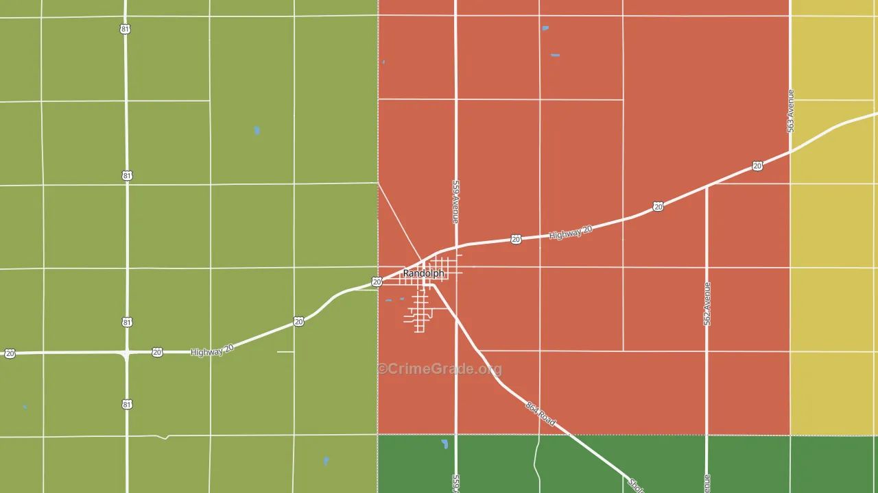 Randolph, NE Map of Vandalism Rates