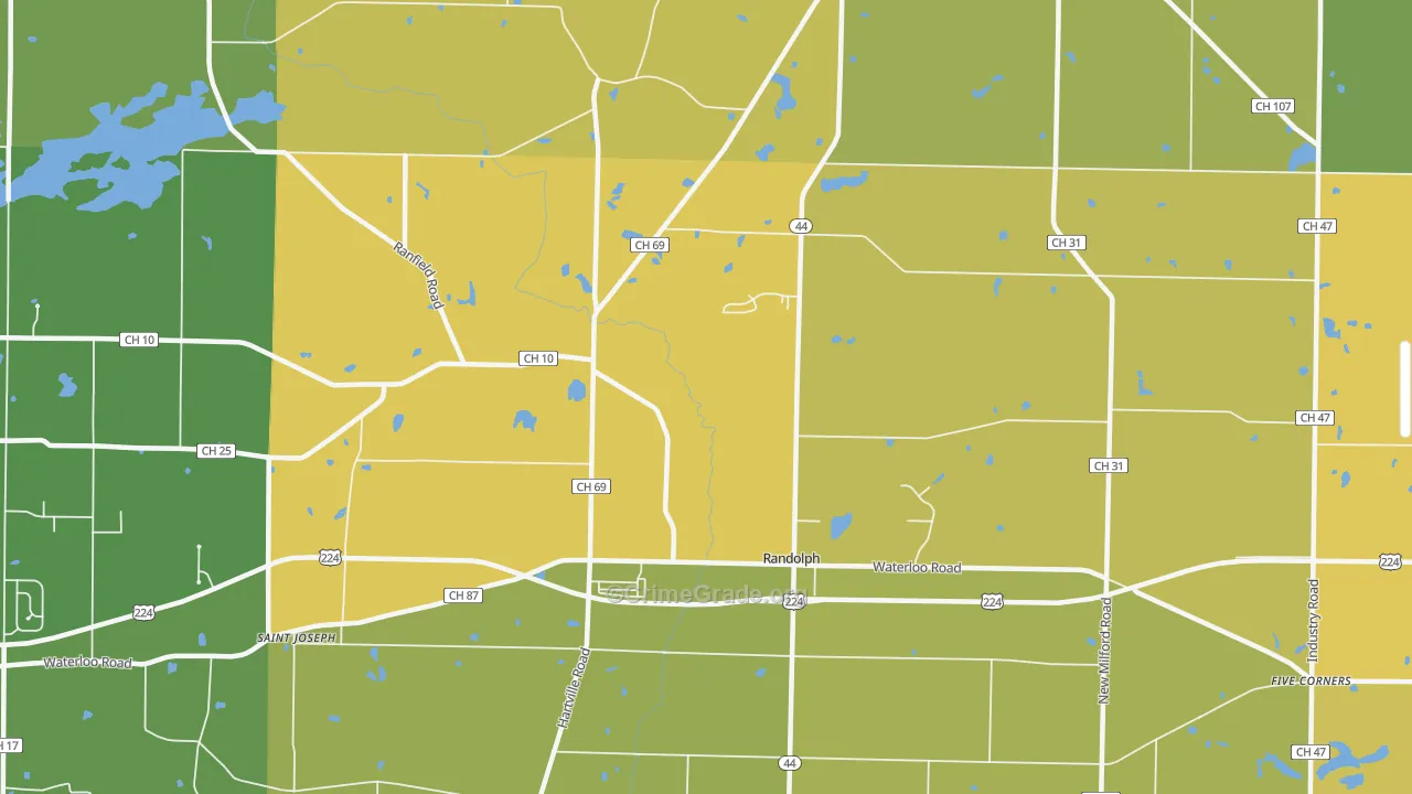 Randolph, OH Map of Vandalism Rates