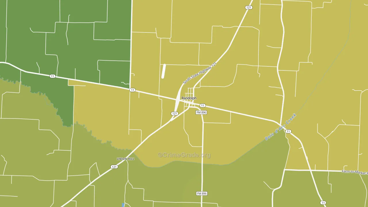 Randolph, TX Map of Vandalism Rates