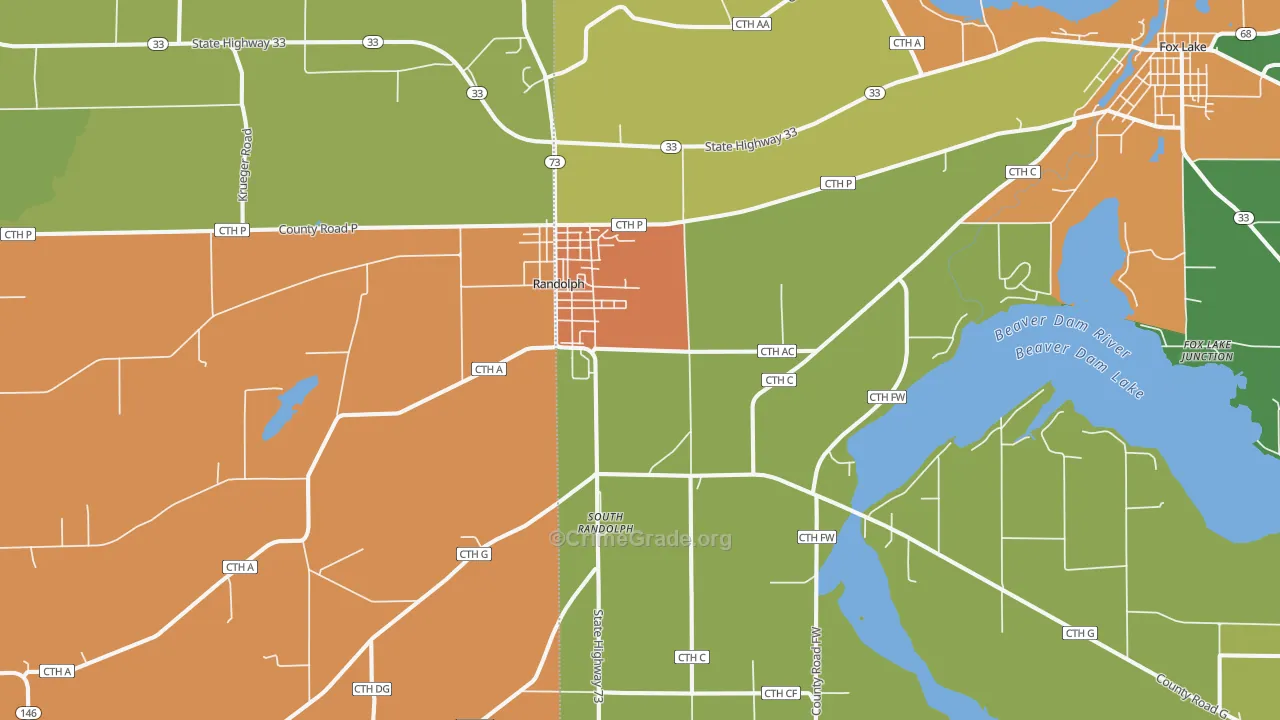 Randolph, WI Map of Vandalism Rates