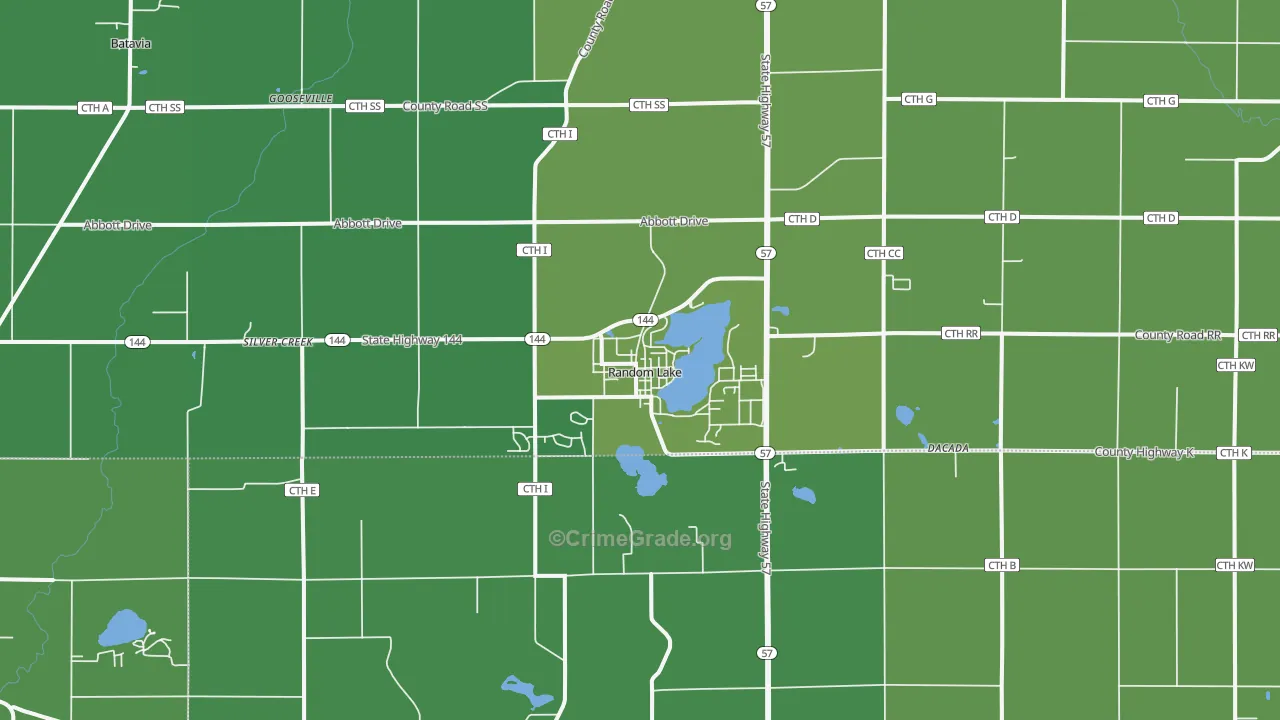 Random Lake, WI Map of Vandalism Rates