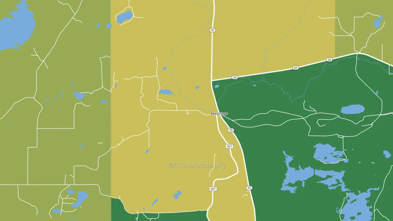 Randville, MI Map of Vandalism Rates