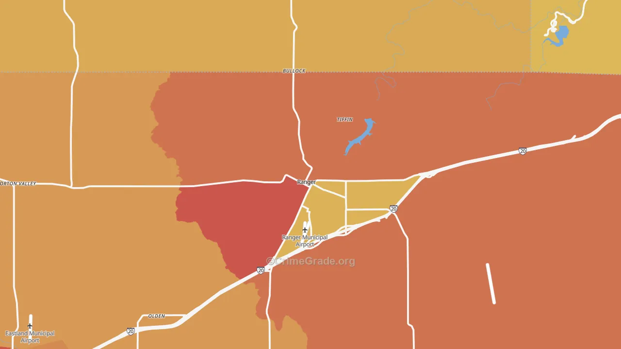 Ranger, TX Map of Vandalism Rates