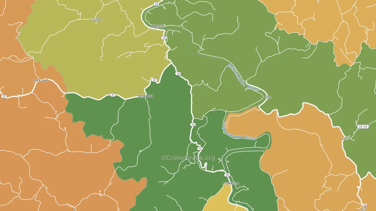 Ranger, WV Map of Vandalism Rates