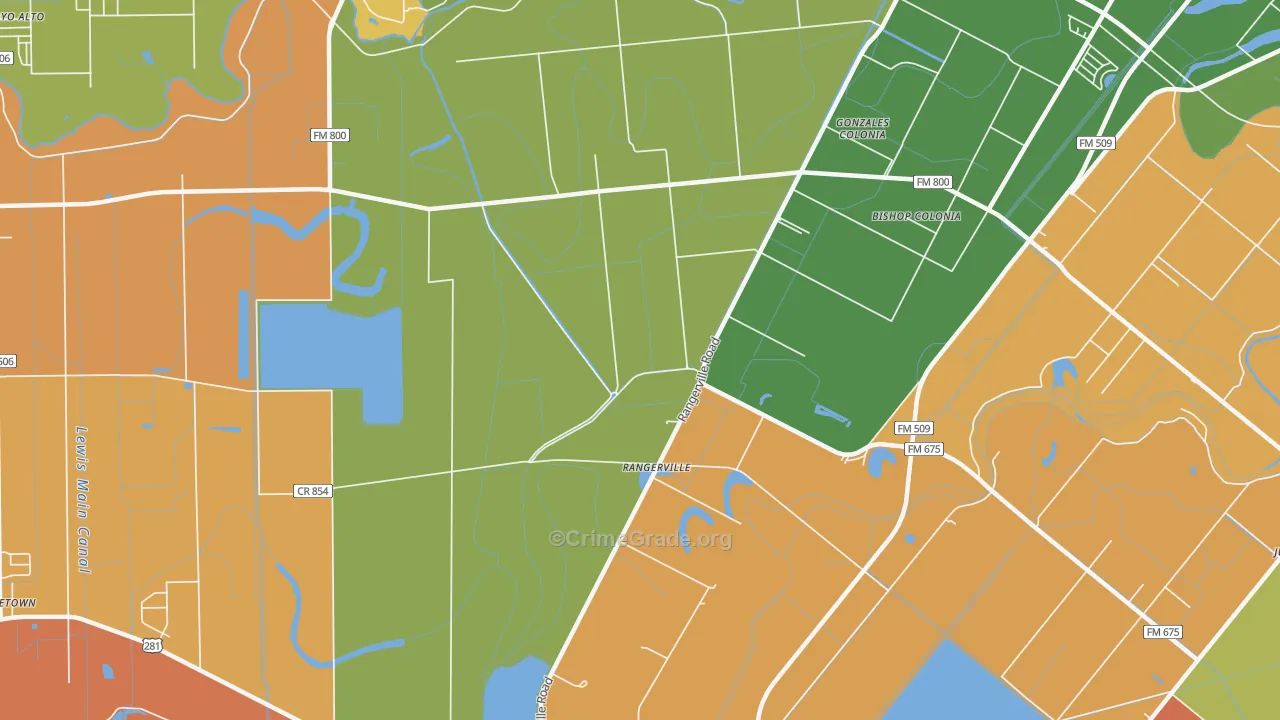 Rangerville, TX Map of Vandalism Rates