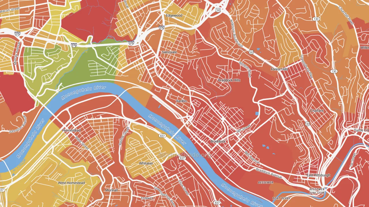 Rankin, PA Map of Vandalism Rates