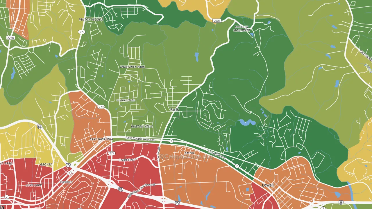 Ranlo, NC Map of Vandalism Rates