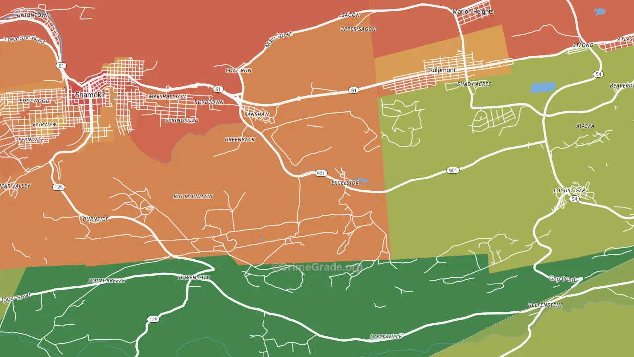 Ranshaw, PA Map of Vandalism Rates