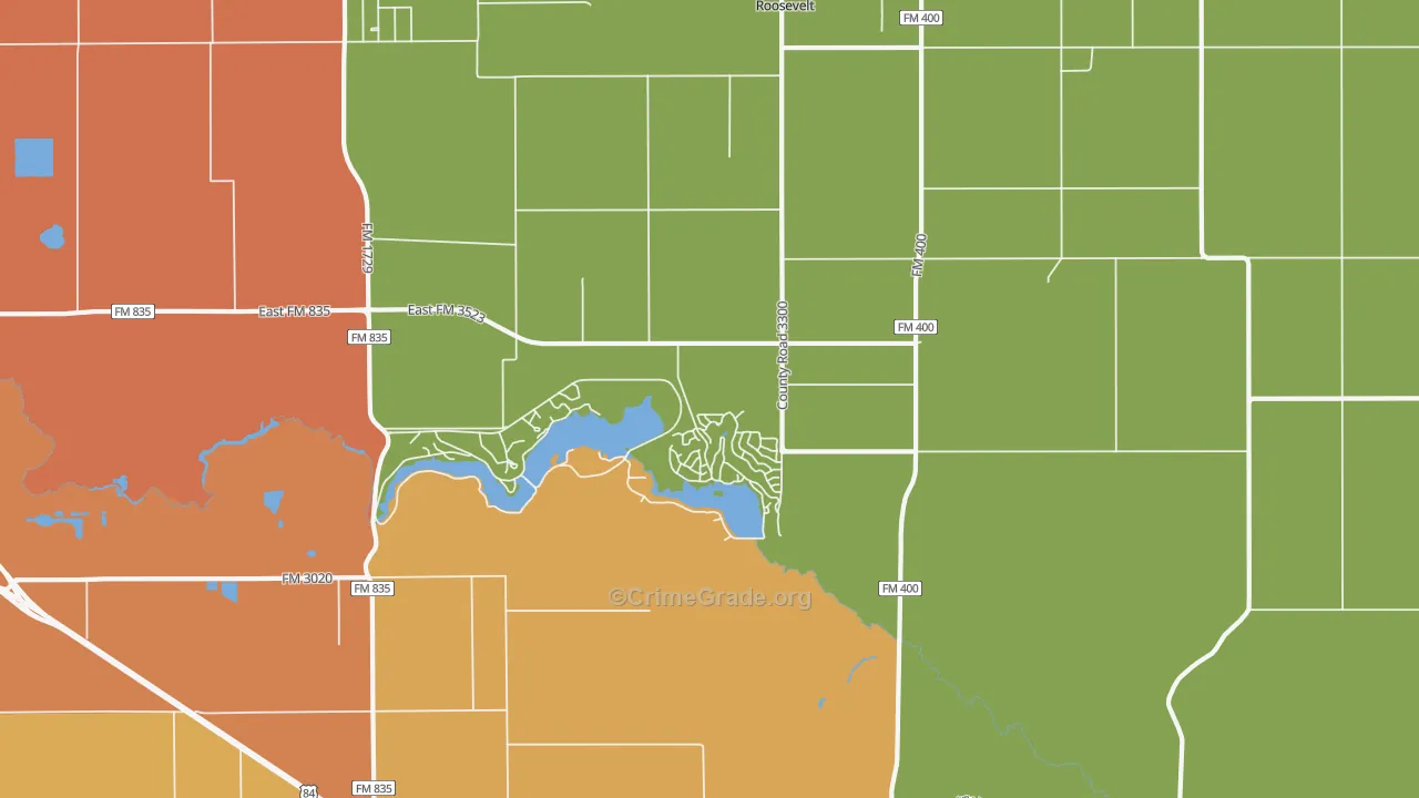 Ransom Canyon, TX Map of Vandalism Rates