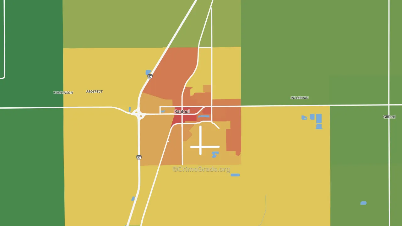 Rantoul, IL Map of Vandalism Rates