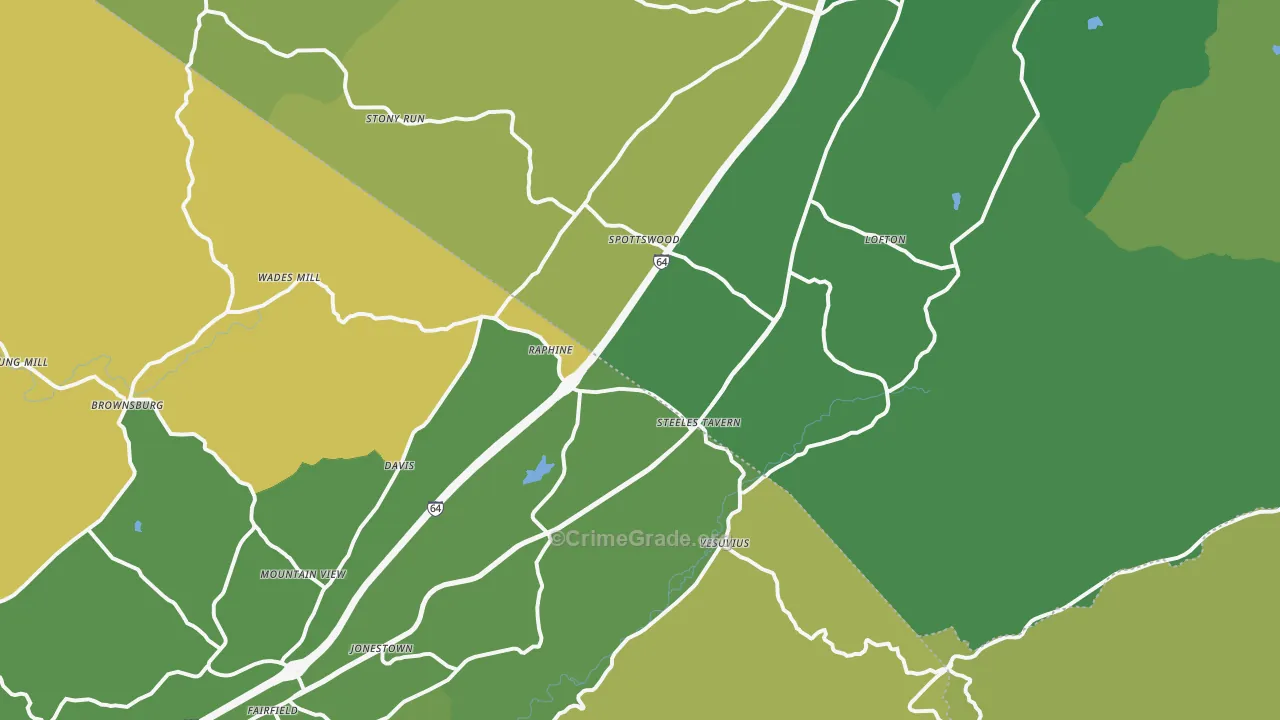 Raphine, VA Map of Vandalism Rates