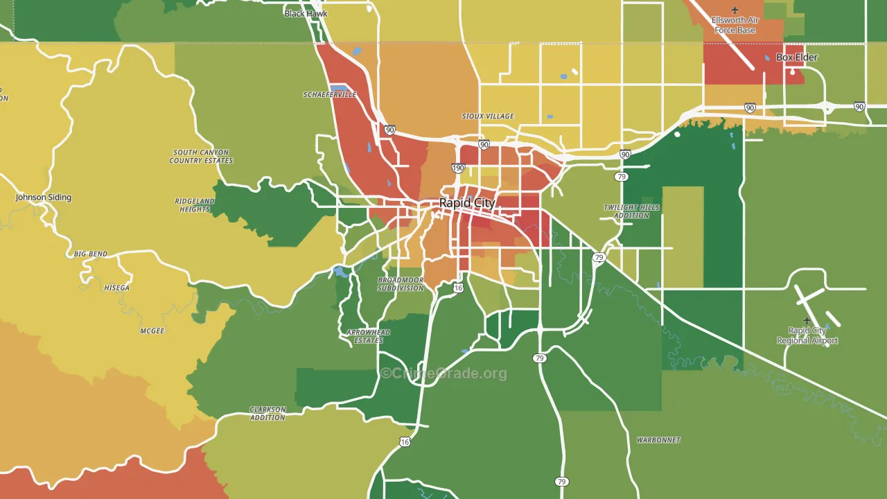 Rapid City, SD Map of Vandalism Rates