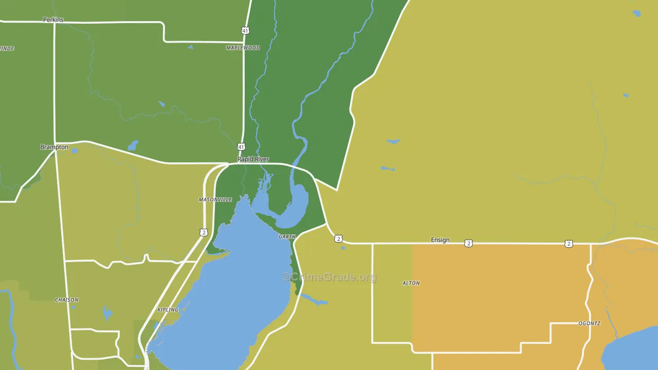 Rapid River, MI Map of Vandalism Rates