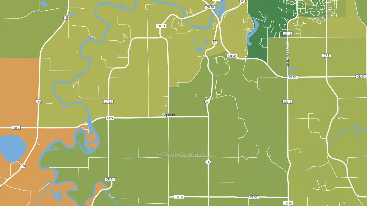 Rapidan, MN Map of Vandalism Rates