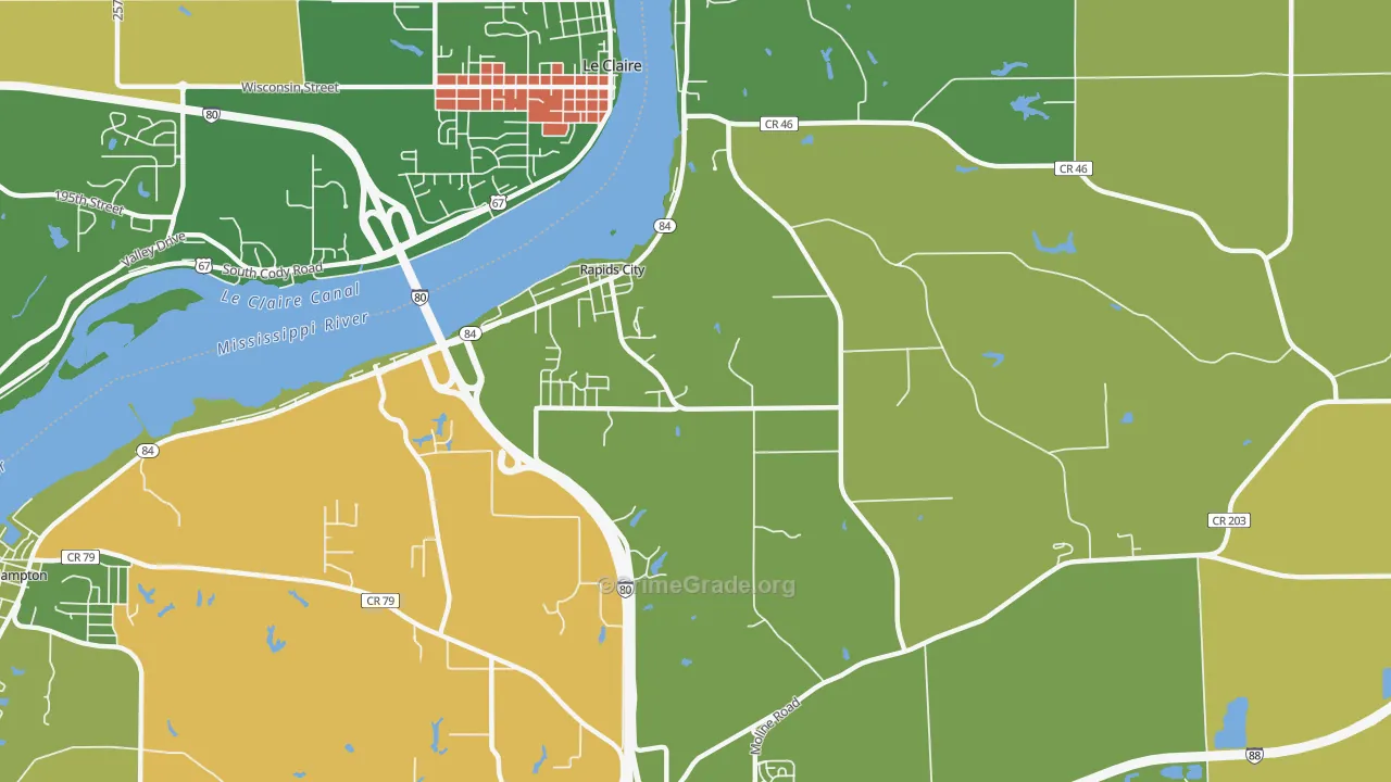 Rapids City, IL Map of Vandalism Rates
