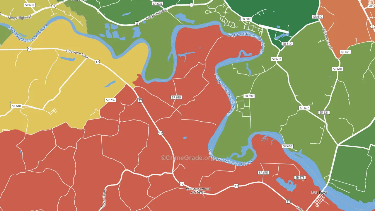 Rappahannock Academy, VA Map of Vandalism Rates