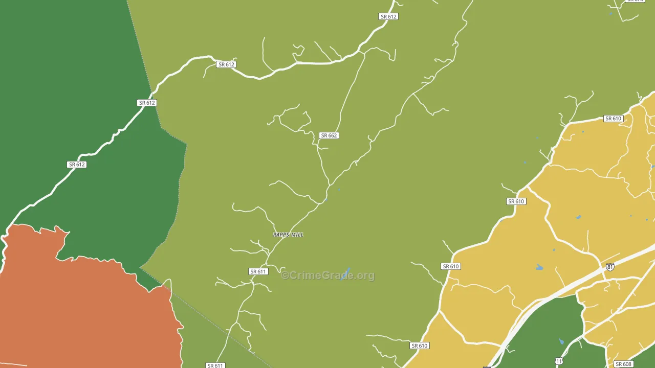 Rapps Mill, VA Map of Vandalism Rates