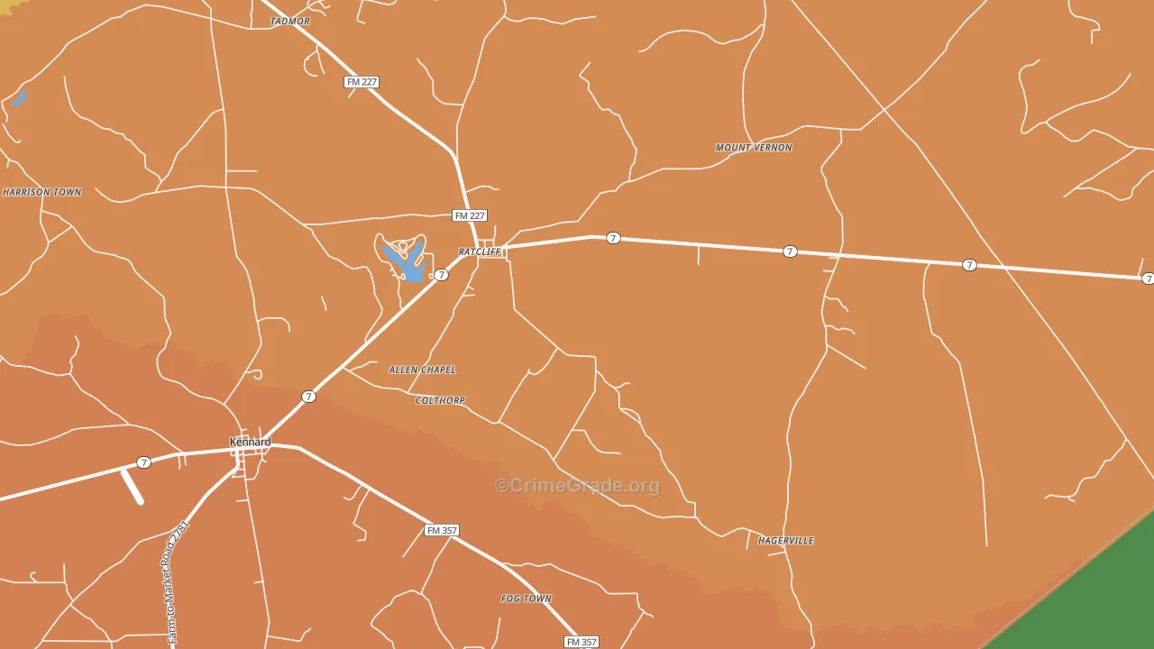 Ratcliff, TX Map of Vandalism Rates