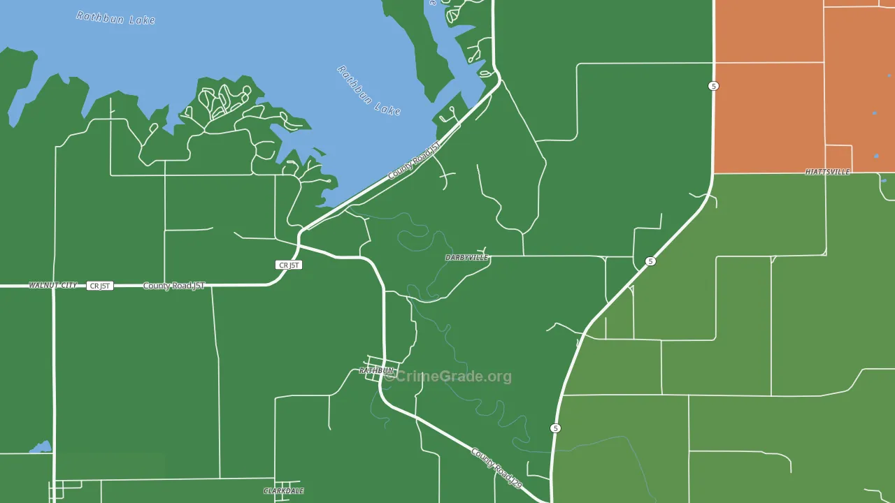 Rathbun, IA Map of Vandalism Rates