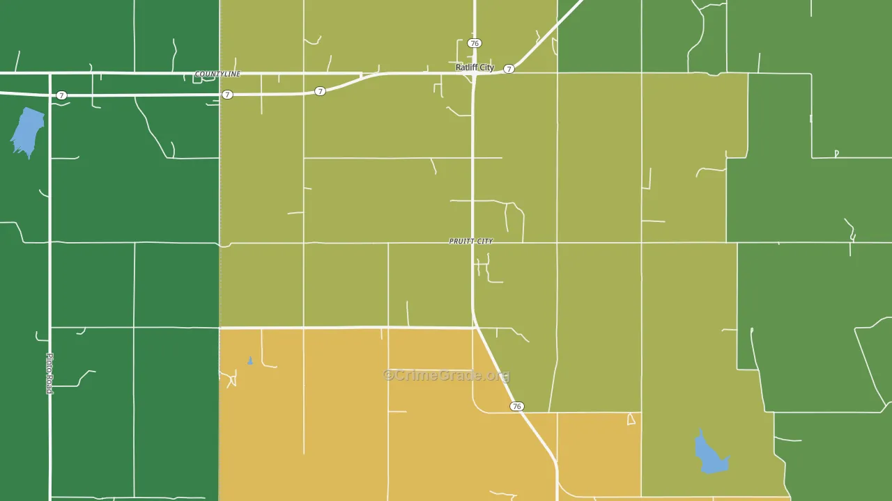 Ratliff City, OK Map of Vandalism Rates