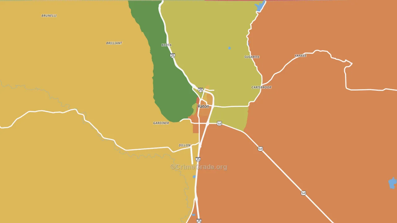 Raton, NM Map of Vandalism Rates