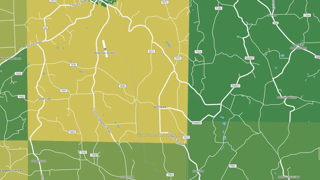 Rattigan, PA Map of Vandalism Rates