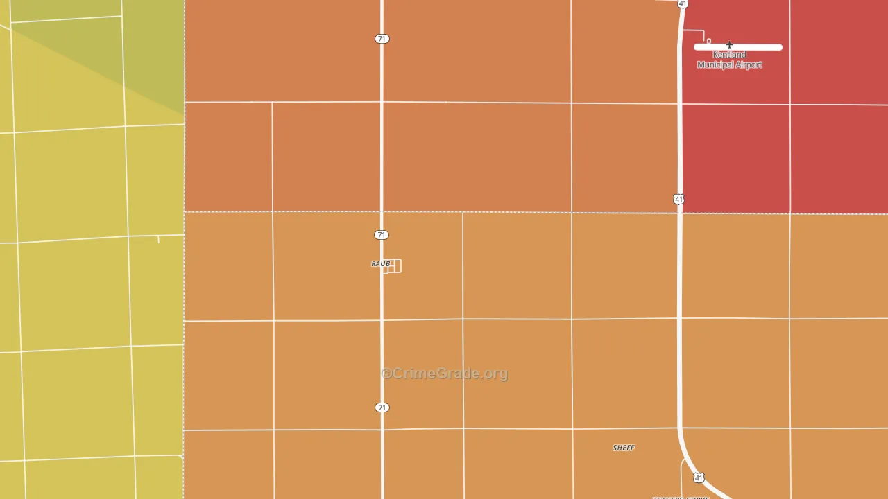 Raub, IN Map of Vandalism Rates